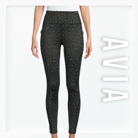 Avia Brushed Fleece Lined Patterned Leggings sz M - Picture 1 of 14